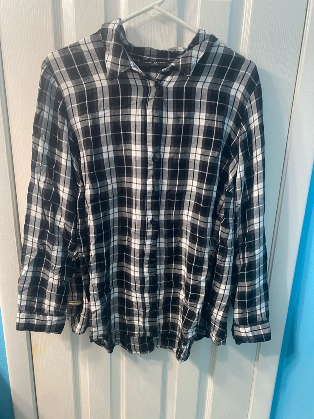 Black & White Plaid Button-Up Shirt - Women